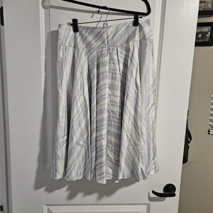 DKNY Light Blue and White A-Line Skirt